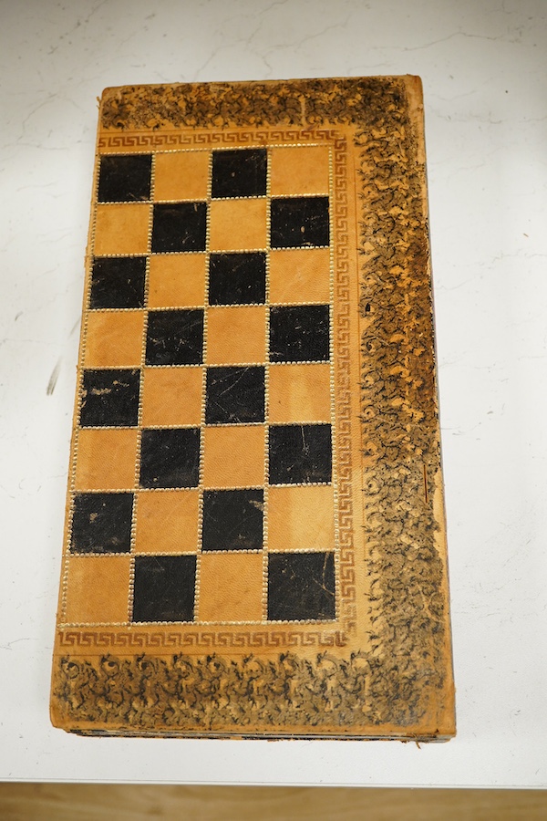 Three late 19th/early 20th century folding chess/backgammon boards fashioned as books